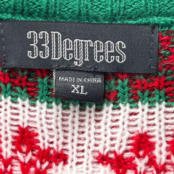 33 Degrees Black White Cat Christmas Sweater XL Broken Ornaments Fun Attitude - Picture 10 of 16